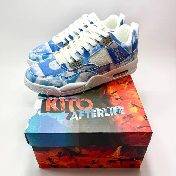 Kito Afterlife Jordan 4 Retro Style Custom Unique Design With Tear Away Feature.